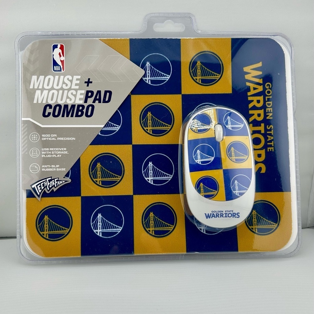 💛💙 Golden State Warriors Wireless Mouse + Mouse Pad Combo – Ergonomic - Picture 2 of 3